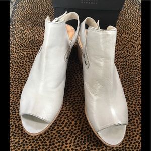 Great grey open toed booties/shoes! Barney’s